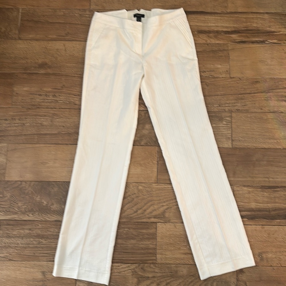 Mango Suit Ivory Straight-Leg Dress Pants | Size 8 | Made in Morocco